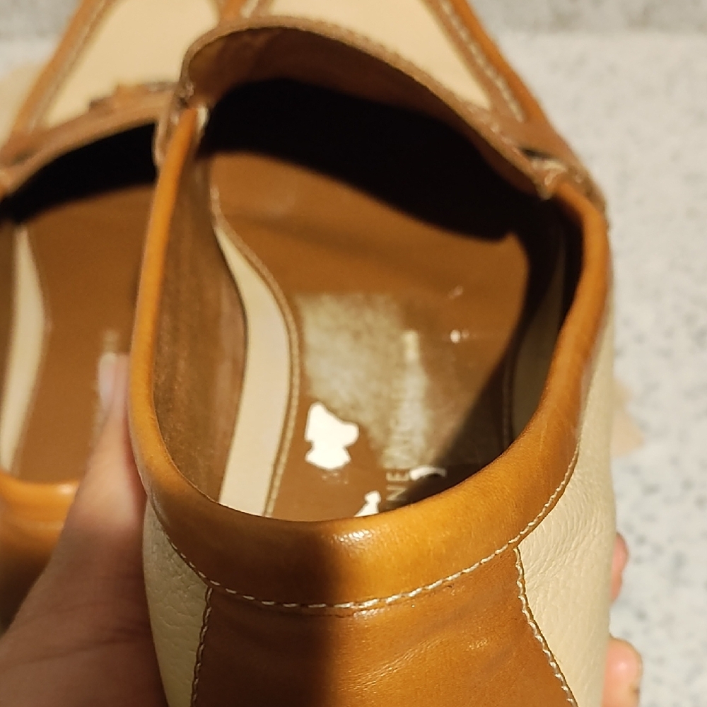 Etienne Aigner Cream and Tan Leather Loafers - Picture 7 of 9